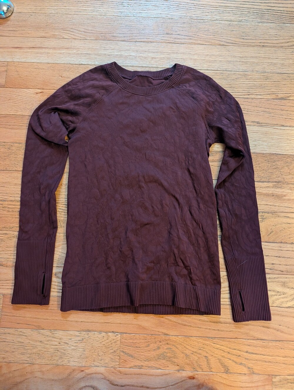 Lululemon Rest Less Pullover Long Sleeve Activewear Floral Embossed Garnet Red